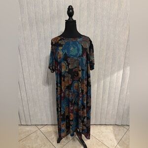 3XL LuLaRoe Carly Hi Low Dress Pixelated Floral Multicolor